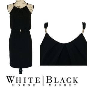 White House Black Market Belted Little Black Dress, XS